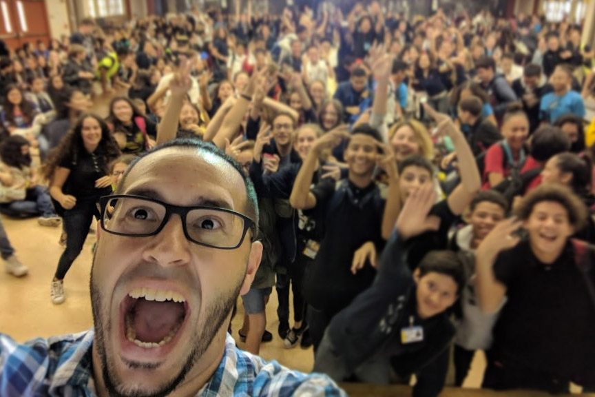 Neptune Middle School – Youth Speaker Eddie Cortes Group Selfie with Neptune Middle School Students