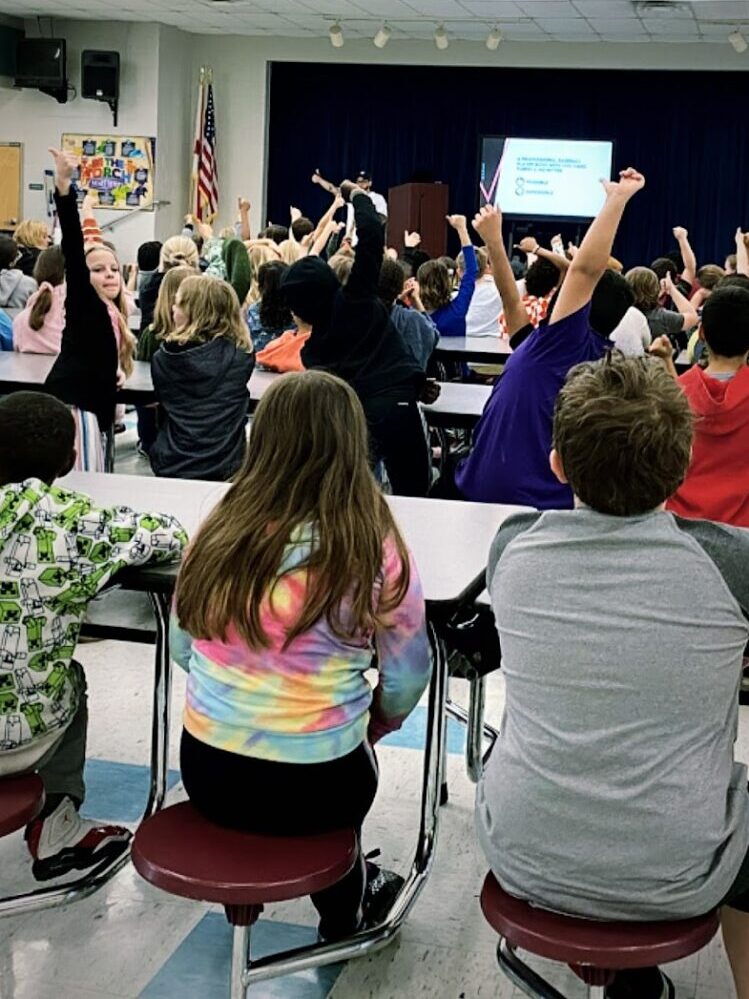 Eddie Cortes, youth speaker, at South View Uppoer Elementary School Assembly