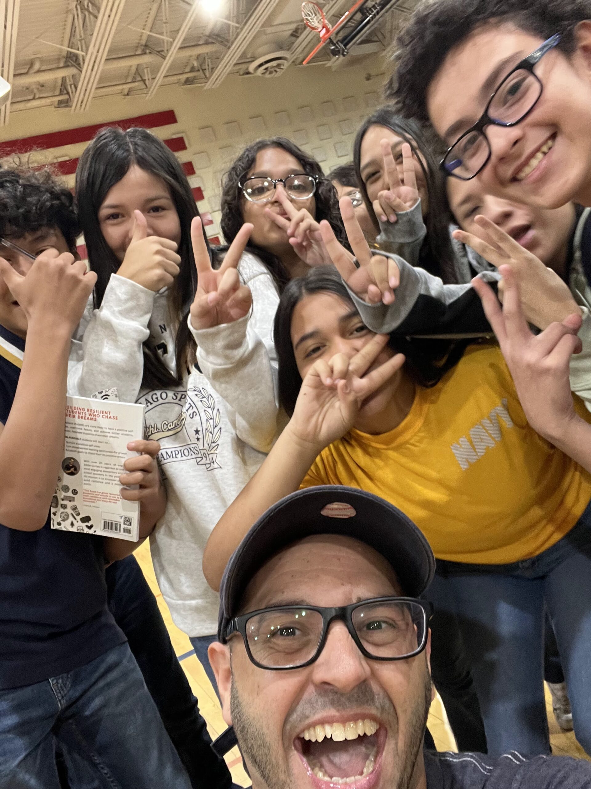 Motivational Youth Speaker Eddie Cortes with Students at Fabens Middle School Texas