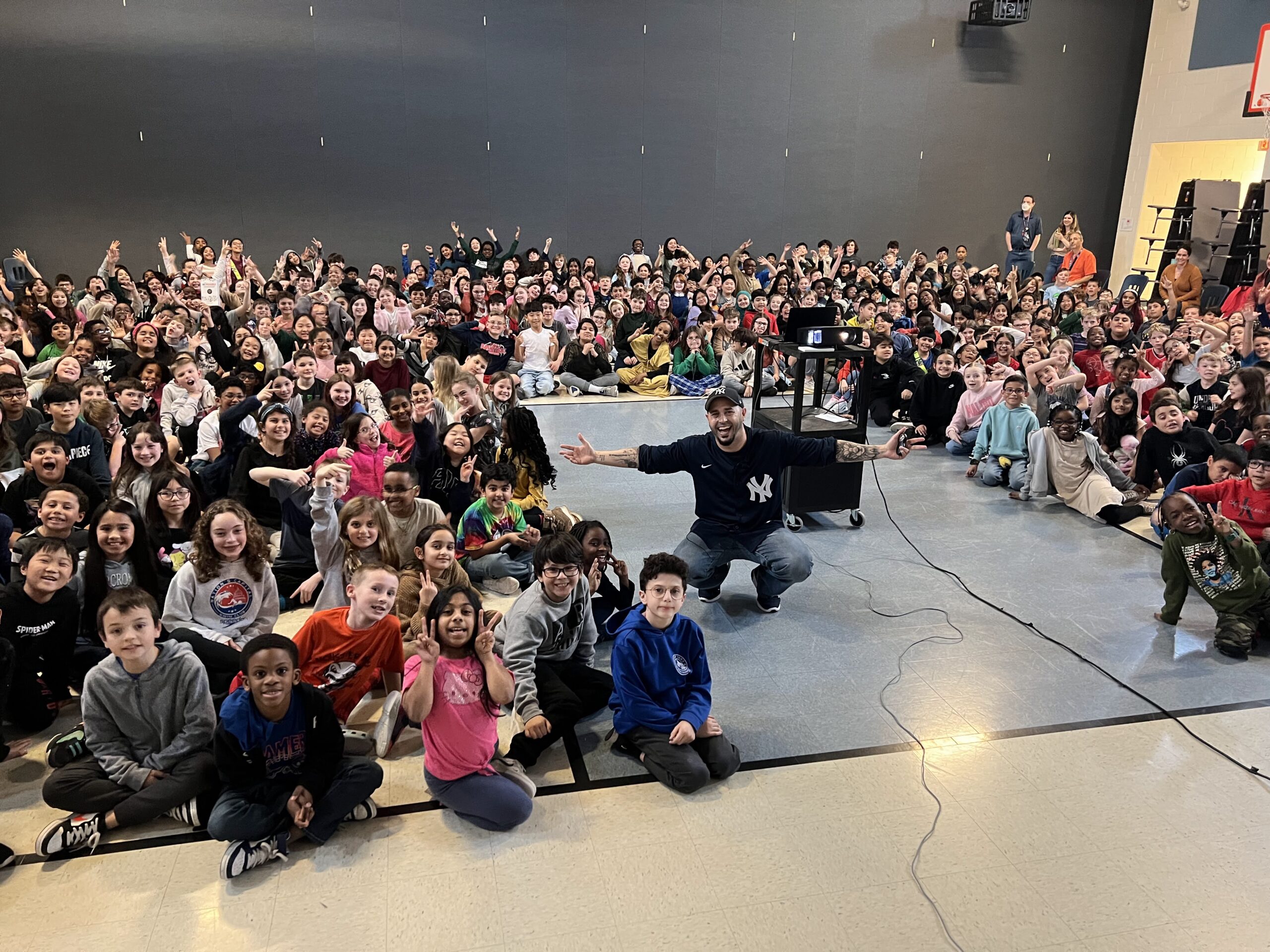 Eddie Cortes with Students from Haymarket Elementary School in VA